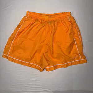 Vintage Women Nike Orange Athletic Running Pockets Shorts XL 16-18 White Piping